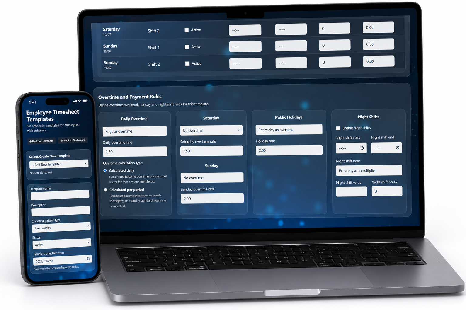 Shift templates module